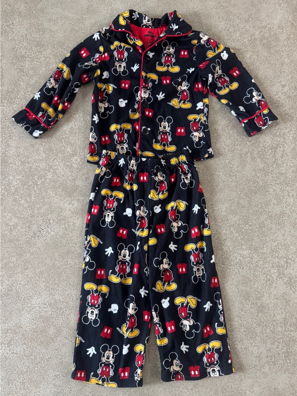 Disney Mickey Mouse Pajama Set 2T Toddler Boys Girls Flame Resistant Sleepwear